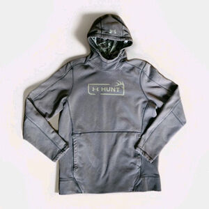 UNDER ARMOUR UA HUNTING Icon RIVAL Hunting Gray-Brown Hooded SWEATSHIRT Mens L